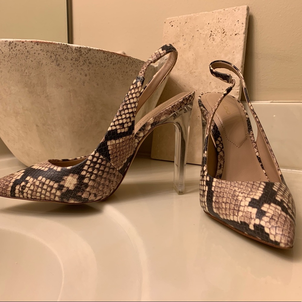 ALDO Snake Print Acrylic Heels
